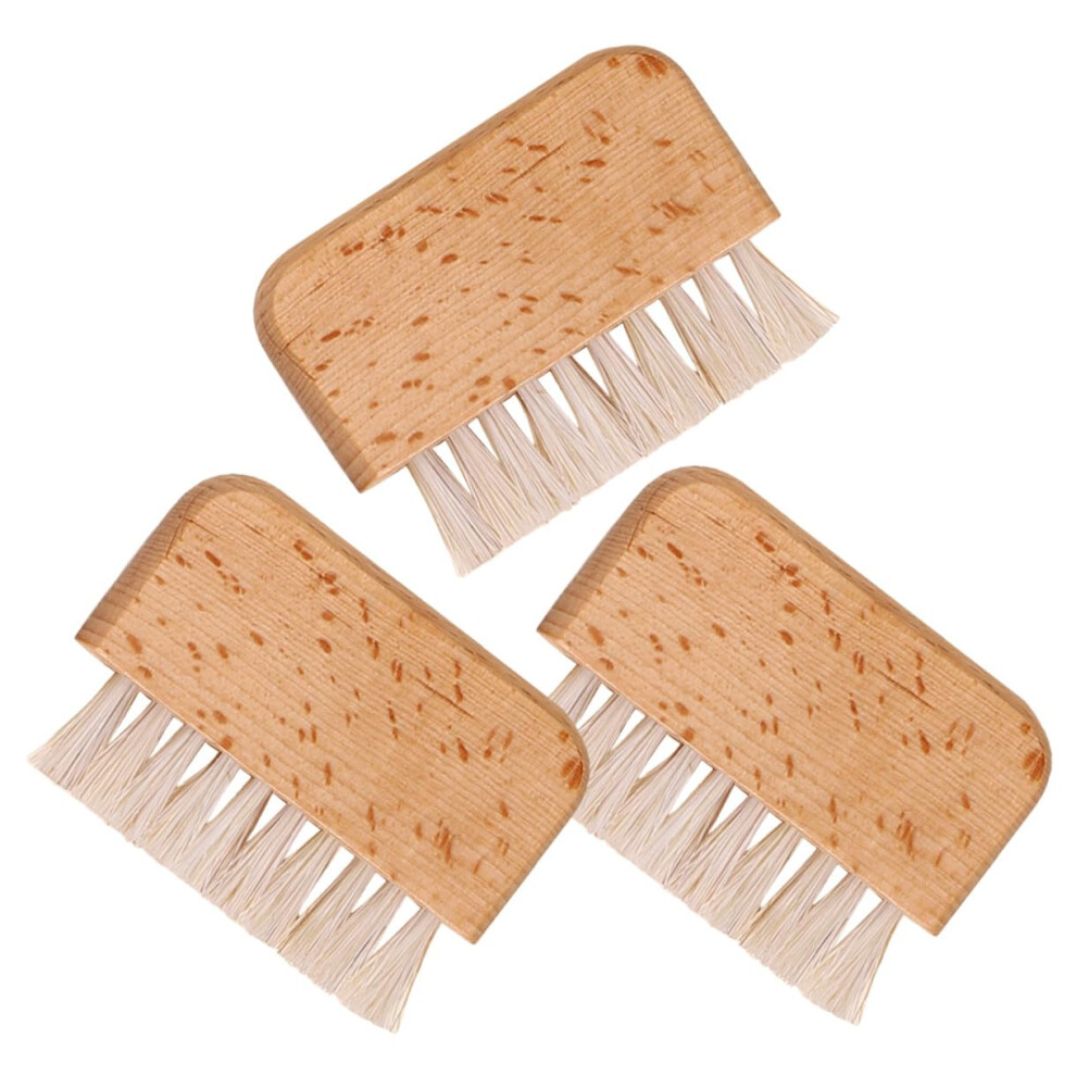 Nail Cleaning Brush Set with Boar Bristles Ergonomic Handle Fingernail Scrubber for Manicure Prep
