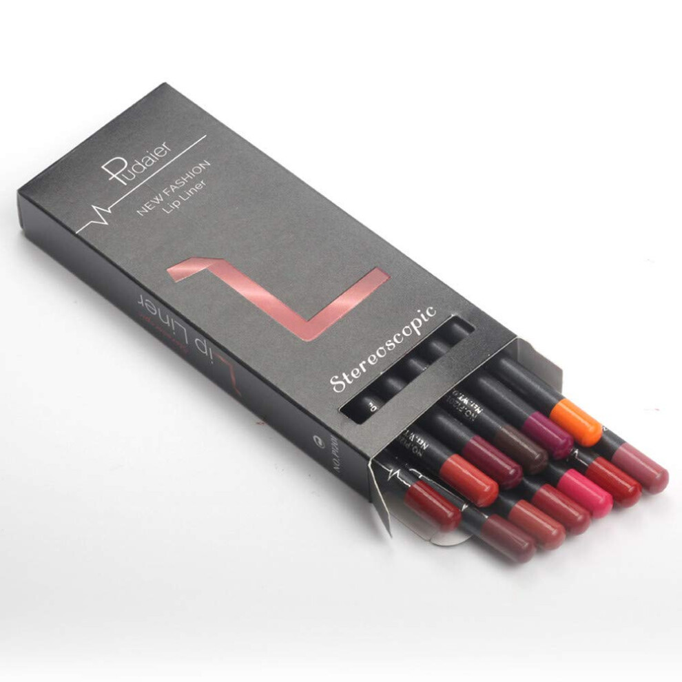12 Color Waterproof Lip Liner Pencil Set with Slim Tip Precision and LongLasting Smooth Glide