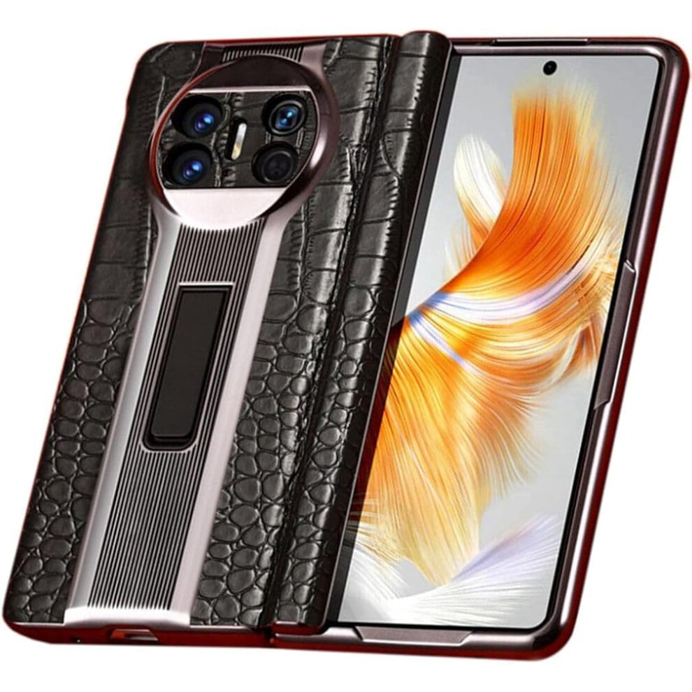 Case For Huawei Mate X3 With Bracket, Hinged Folding Cover, HolsterâStyle ScratchâResistant Shell Brown 9771547508014