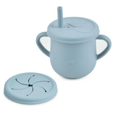 2 in 1 Silicone Baby Cup with Straw and Handles, Spill Proof Toddler Snack and Drink Cup, Fall Resistant, Easy to Clean