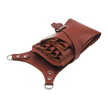 Hairdressing Waist Bag PU Leather Barber Tool Belt with MultiPocket Scissors Pouch Adjustable Fit Brown