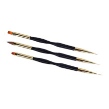 3pcs Professional Nail Art Pen and Brush Set with DualUse Design and Long Handle for Precise Detailing