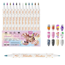 12 Color Nail Art Pens Set with Precise Soft Tip, QuickDrying Waterproof Ink for DIY Designs