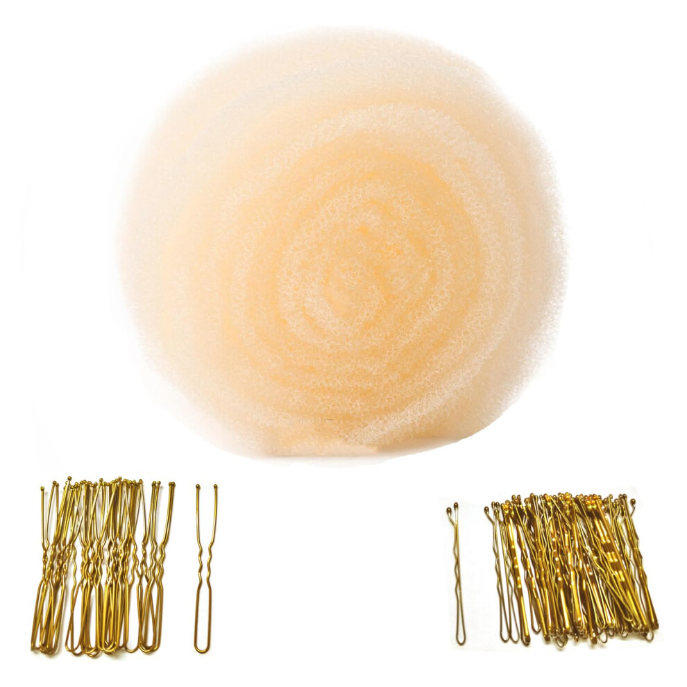 Unisex Blonde Hair Donut Bun Maker Kit With 50 Bobby Pins And 20 Uclips For Voluminous Updos