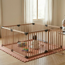 (Natural, 160 x 160cm) Safetots Wooden Play Den Natural Wood, 76cm High, with Soft Foam Play Mat