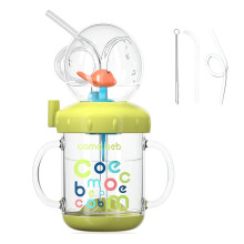 Toddler Sippy Cup with Weighted Straw and Handles, Spill Proof Trainer Cup 7.7oz Whale Design
