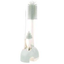Silicone Bottle Cleaning Brush Set with Scratch Bristles for Baby Bottles, Pacifiers and Straws, Light Green