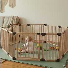 (Natural, Hexagon (6 x 120cm)) Safetots Wooden Play Den Natural Wood, 76cm High, with Soft Foam Play Mat