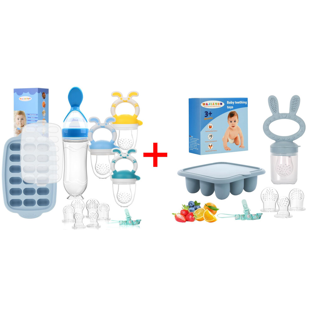 Baby Fruit Feeder and Teether Set 3 Pack, Silicone Breastmilk Popsicle Molds for Babies, Freezer Safe