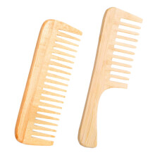 Bamboo Wide Tooth Comb Set for Gentle Detangling and AntiStatic Care for Curly and Straight Hair