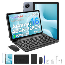 (Grey) Aorlym P10 10.1 inch Tablet, 48GB RAM+128GB ROM, Android 16 7000mAh, 90Hz