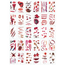 30PCS Halloween Temporary Tattoo Stickers, Realistic Waterproof Wound Scar for Zombie Costume