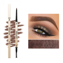 Waterproof Dual Ended Eyebrow Pencil with Brush, Long Lasting Triangular Tip for Natural Shaping