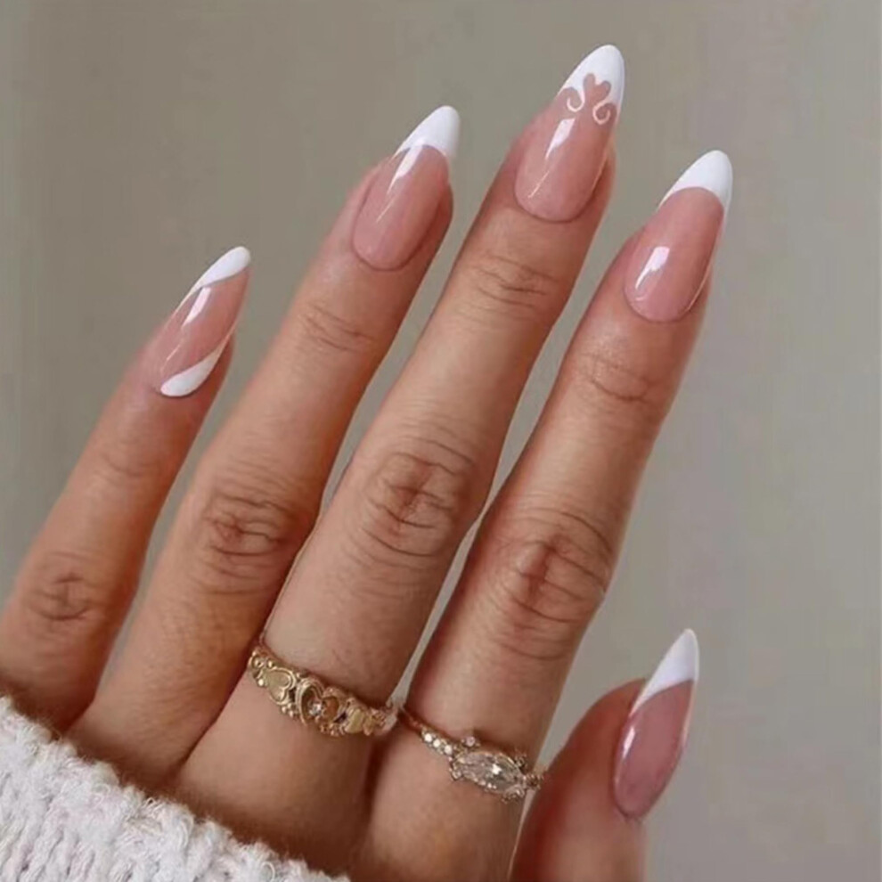 Reusable Press On Nails Set with Gel Finish, Easy Glue Tab Application, 24pcs Custom Fit