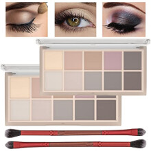 10 Color Matte Nude Eyeshadow Palette with Brushes, Long Lasting Ultra Blendable Pigment
