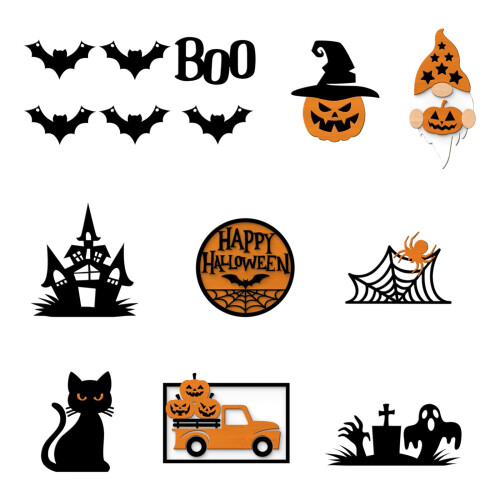 Halloween Tiered Tray Decor Set – Multicolour, 20x15x5cm
