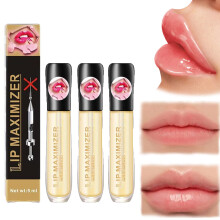 Hyaluronic Lip Plumper Serum with Vitamin E for Instant Volume and Deep Hydration, 3 Pcs