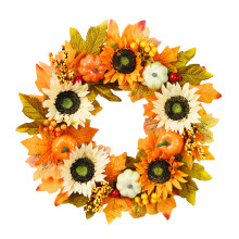 Maple Pumpkin Sunflower Wreath45cm Multicolour