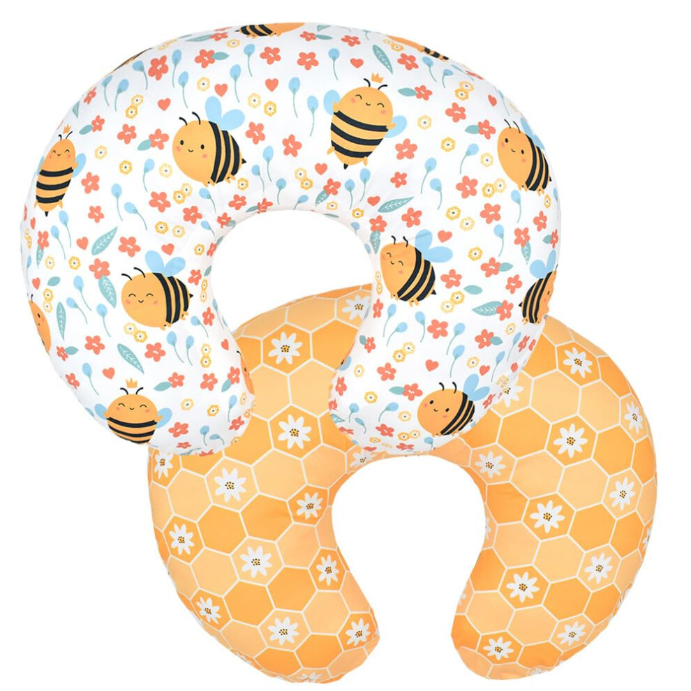 Ultra Soft Nursing Pillow Cover for Baby with Cheerful Bees Pattern, Fits Standard Infant Pillows