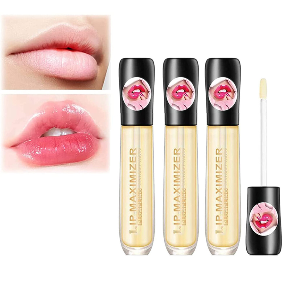 Lip Plumper Gloss with Hyaluronic Acid, Instant Plump and Moisture, Mint Flavor (3pcs)
