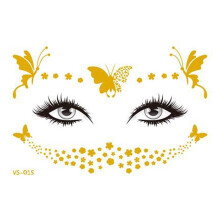 Gold Face Temporary Tattoos Waterproof Sun Moon Star Stickers Large Sheet for Women Party Art