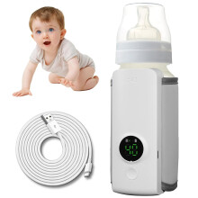 Portable Baby Bottle Warmer with USB Rechargeable Power, 6Level Temperature Control, LED Display, Fits Most Bottles for Travel