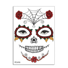 Waterproof Halloween Temporary Tattoo Stickers for Day of the Dead Face Easy Apply Removable Body Art 2pcs