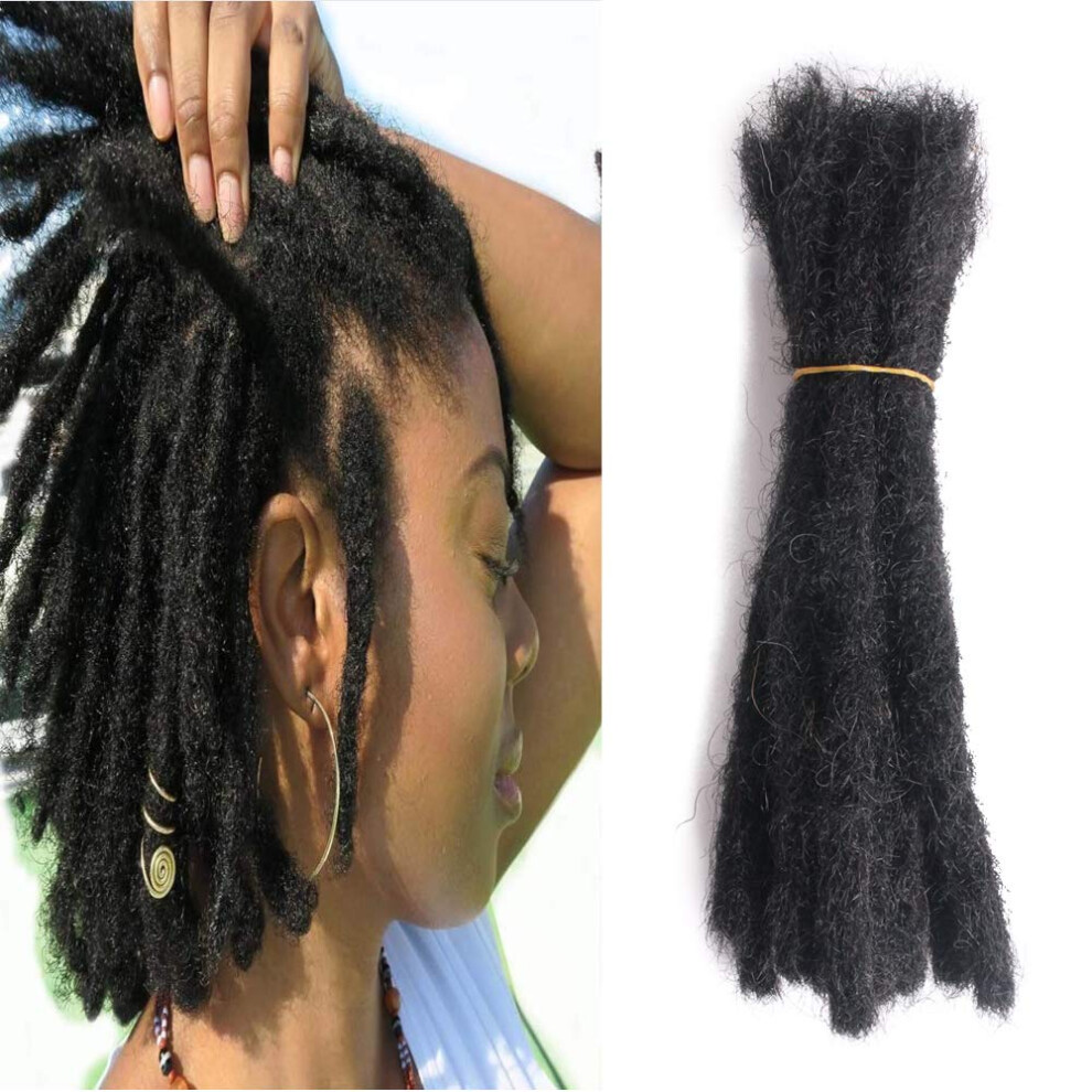 Unisex Black Human Hair Dreadlock Extensions 8 Inch Natural 1B Crochet Locs Handmade Ready To Install