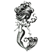 6 Sheets Waterproof Full Arm Temporary Tattoos, Mermaid and Pistol Design Semi Permanent Tattoo Stickers for Adults and Kids