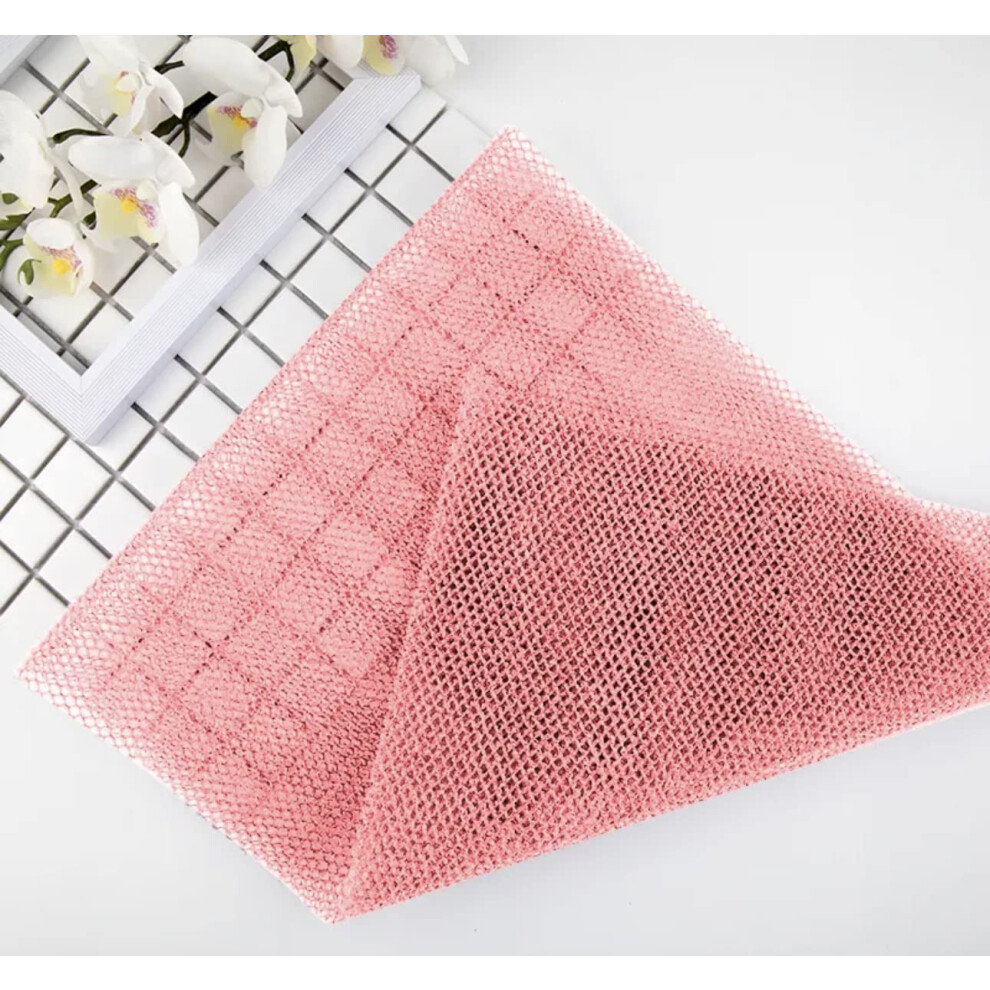 Pink 2 Pcs African Exfoliating Net For Shower, Nylon Body Scrub Towel, Gentle Skin Exfoliation,