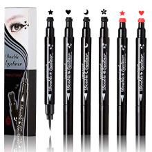Waterproof Double Sided Eyeliner Pen with Precision Tip and Decorative Stamp, Long Lasting 6in1