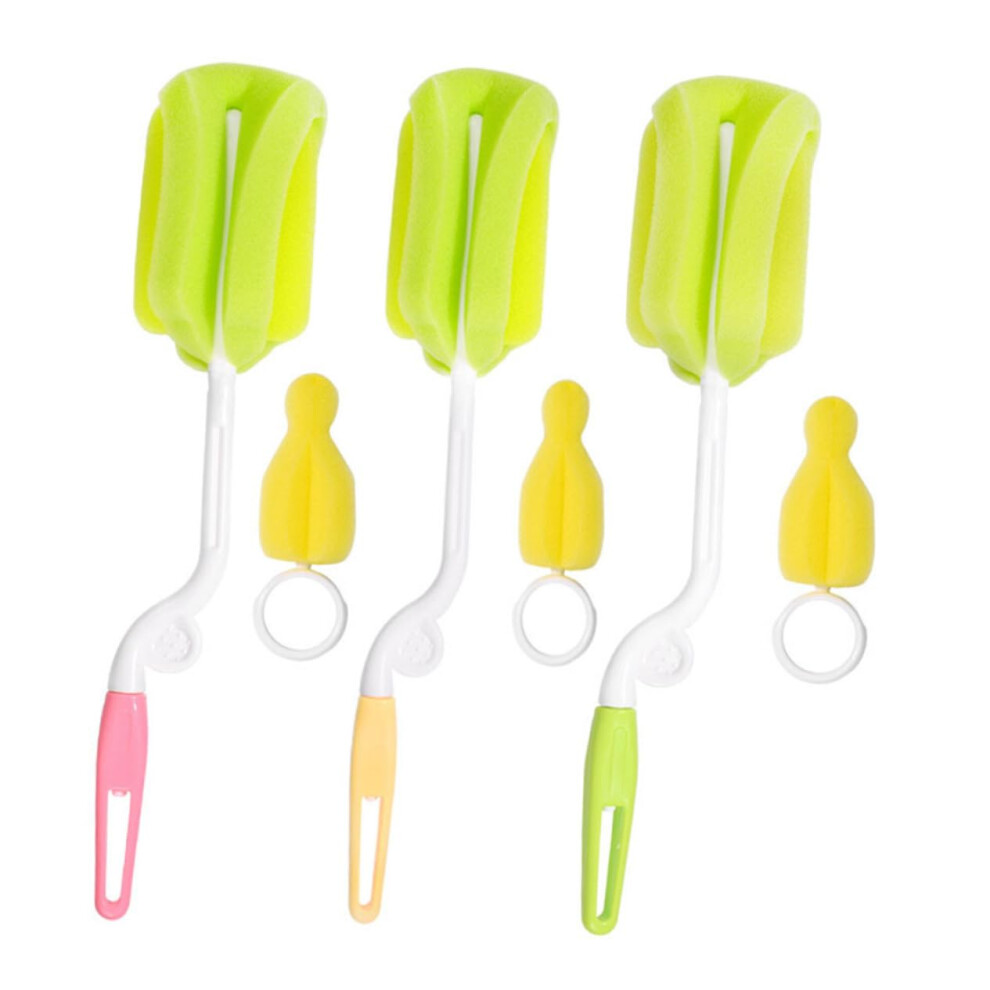 Baby Bottle Cleaning Brush Set with Long Handle Deep Reach 360 Rotation and Pacifier Brush for Newborn