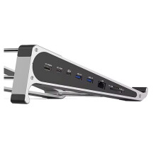 7-Poorts Laptophubadapter met Aluminium Standaard, Type-C Netwerkkaart met USB-C, MST HDTV DP 4K 60Hz Hub Dockingstation