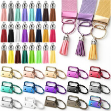 192 Pcs Key Fob Hardware Set, 96 Keychain Hardware with 96 Tassels Colorful Keychain Hardwares Set for Key Chain,Crafts