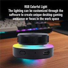 Aanpasbare Draaiknopcontroller met 2.4G  en USB-C-Aansluiting, Volumeregelingsknop met RGB-Verlichting voor Pc, Telefoon, Tablet en Laptop