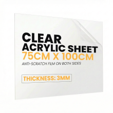 Clear Acrylic Sheet 3mm Thick - 750mm x 1000mm - Durable Hard Plastic Sheet Panel for DIY