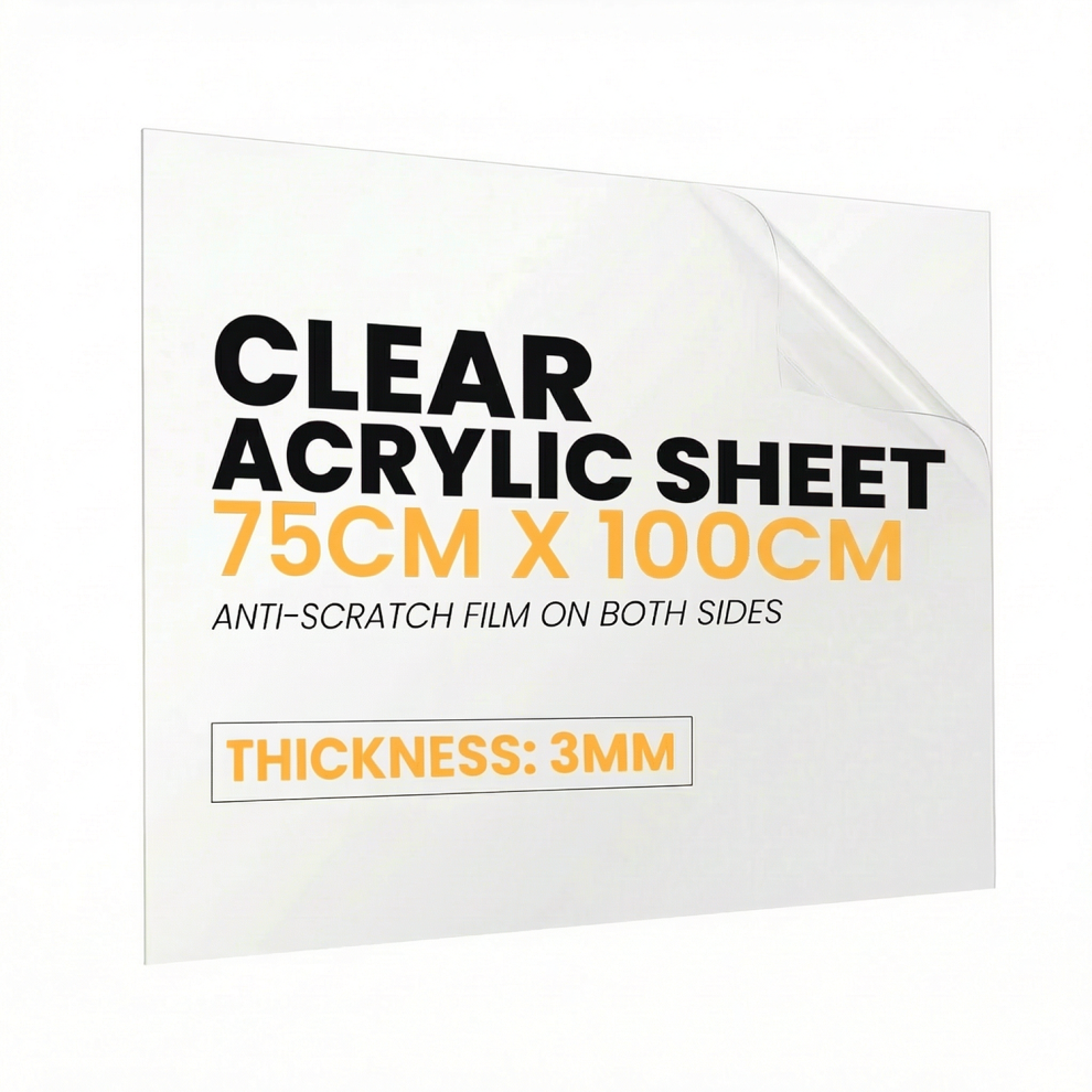 Clear Acrylic Sheet 3Mm Thick - 750Mm X 1000Mm - Durable Hard Plastic Sheet Panel For Diy 5061064155001