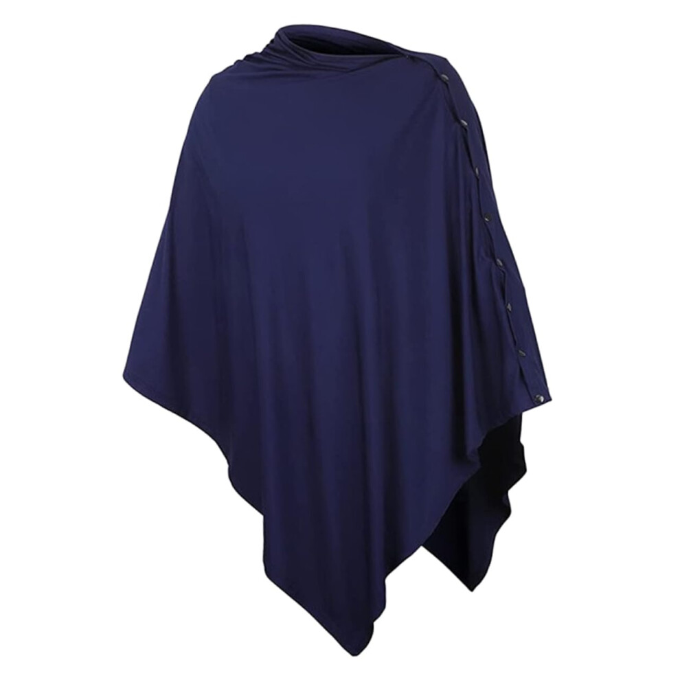 Dark Blue Breathable Nursing Cover and Breastfeeding Shawl Poncho for Moms, Lightweight Travel Friendly