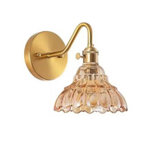 Vintage Floral Wall Light Floral Glass Wall Lamp for Bedroom Living Room Home Decor Light Fixtures Modern Bedside Lamp C