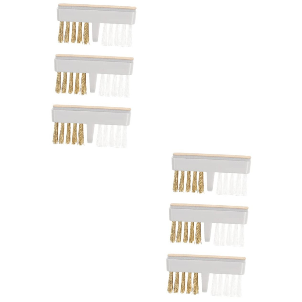 6pcs Copper Wire Nail Drill Bit Cleaner Brush for Manicure Tools, Effective Dust Removal, Adhesive