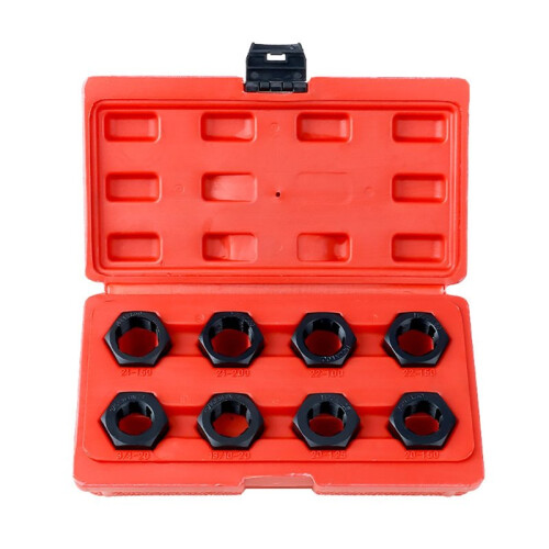 Conjunto de Ferramentas para Refazer Roscas de Eixos de Torção (8 Peças) com Machos e Cossinetes Hexagonais.