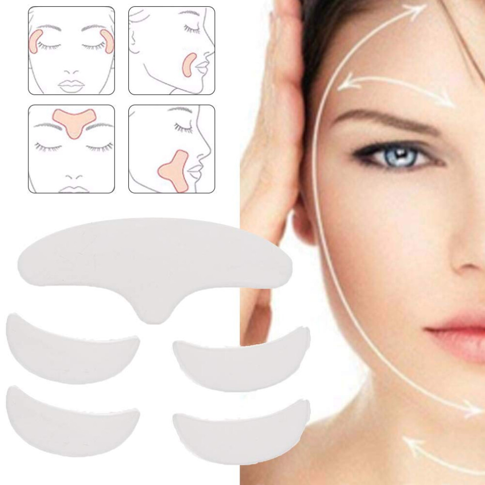 Face Wrinkle Pads 5 Pack Reusable Silicone Wrinkle Patches for Forehead Eye Smile Lines Treatment
