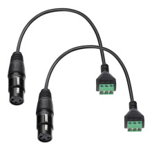 Cable XLR de 3 Pines (2 Unidades), Conector Hembra XLR de 30 cm A Terminal de Tornillo de 3 Pines, para Micrófono, Altavoces y Equipos de Sonido.