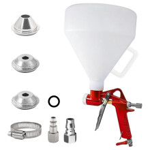 Air Hopper Spray Paint Gun for Drywall, Ceiling, Stucco with 1.5 Gallon Hopper, Includes 3 Nozzles (4mm/6mm/8mm) - Red