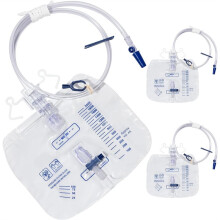 Pacote com 3 Bolsas de Cateter de 2000 ML para Homens e Mulheres. Bolsas Profissionais para Drenagem Urinária com Câmara de Gotejamento Antirrefluxo