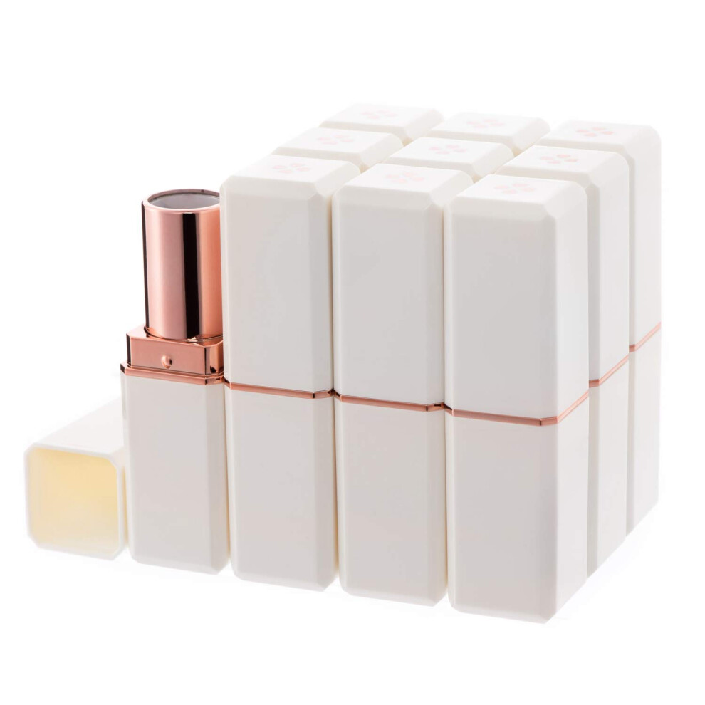 White 10Pcs Square Empty Lipstick Tubes With Twistup Base Diy Lip Balm Containers 12.1Mm