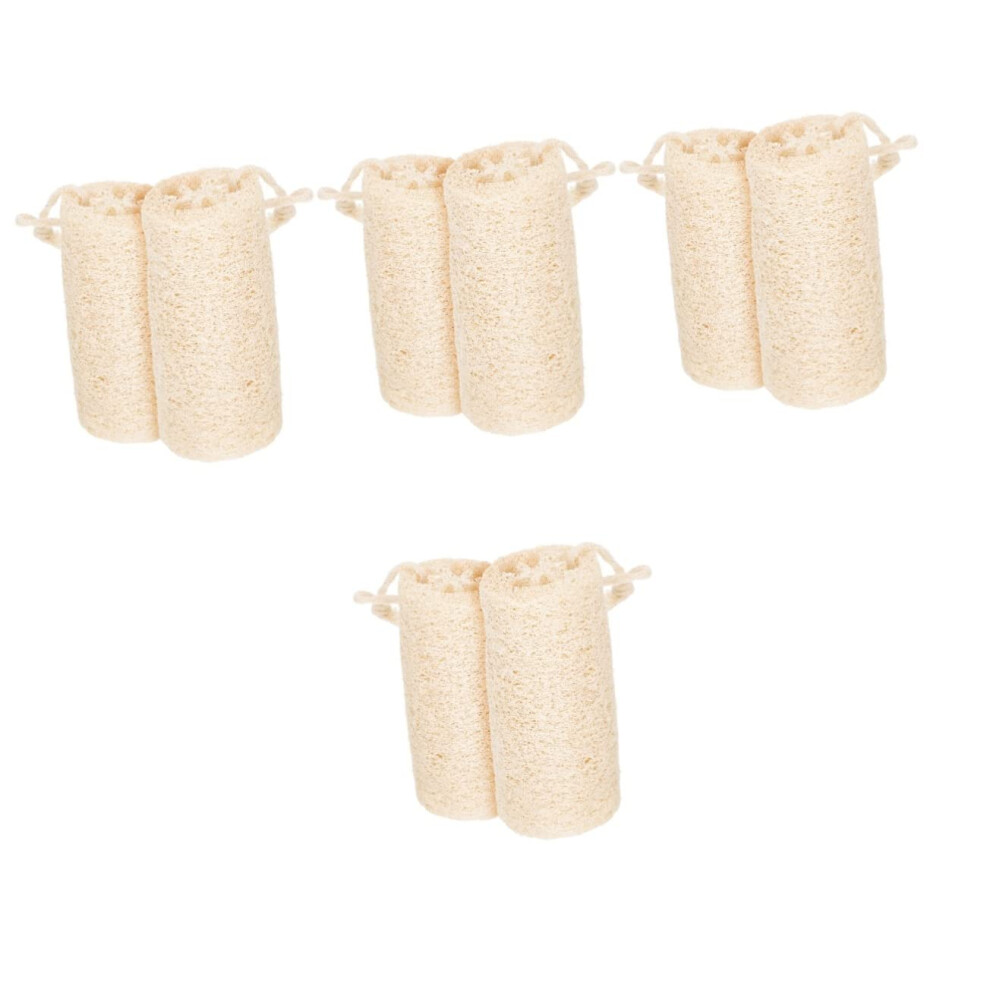 8pcs Natural Loofah Sponge Set for Kitchen and Bath Cleaning, Gentle Exfoliation, Reusable