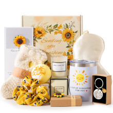 Sunflower Gifts for Women, Birthday Hampers Pamper Gifts for Her, Get Well Soon Gift Baskets Self Care Package Relaxation Bath Set Christmas Gifts