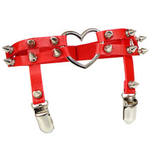 Thigh Garter Belt Punk Leg Harness Adjustable Elastic Rivet Stud Leather Red for Women Party