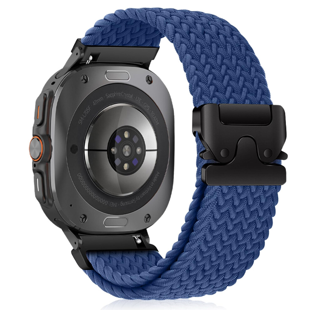 Stretchy Braided Nylon Band For Samsung Galaxy Watch Ultra 47Mm Parachutestyle Buckle, No Gap Elastic Replacement Strap Blue 9092120131475